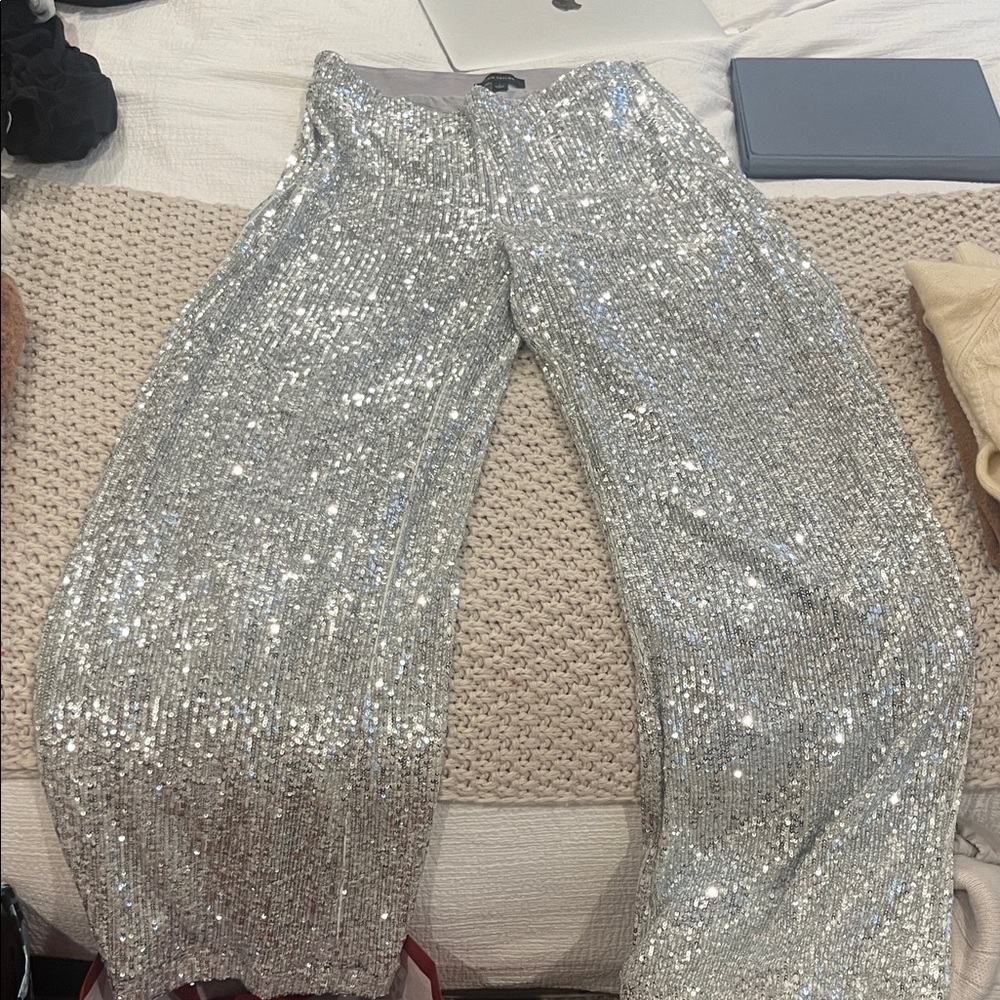 Ann Taylor Sparkling Silver Sequin Skirt